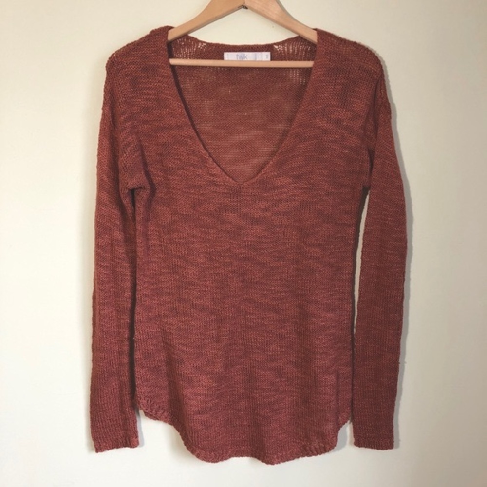 Simons Twik dark orange knit acrylic sweater top size small womens